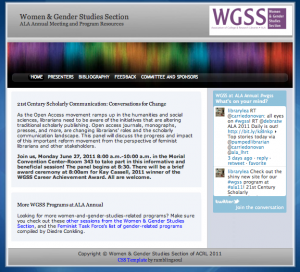 Screenshot of WGSS program site for ALA Annual